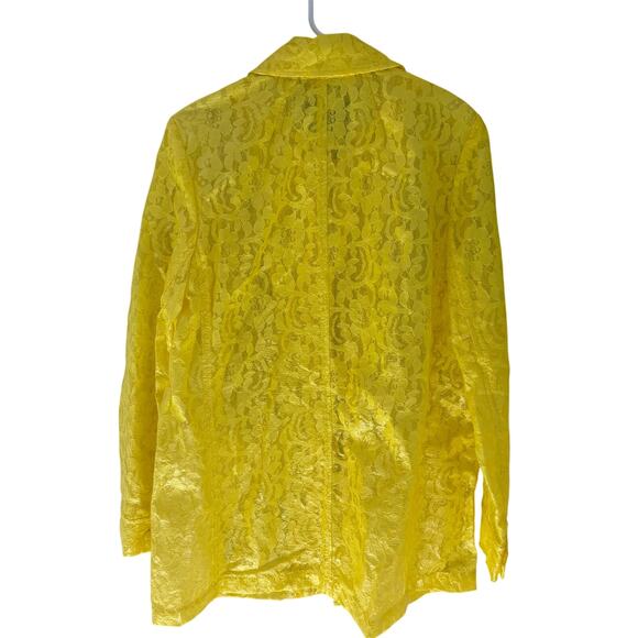J. Crew Collection Lemon Yellow Coated Lace Jacket Preppy Size Medium - Picture 10 of 10